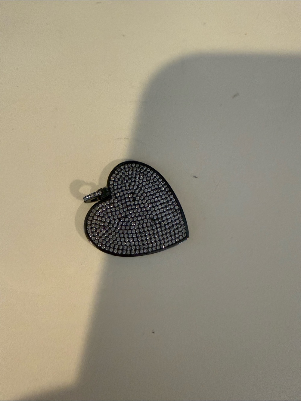 Black Pave Heart Pendant Necklace Charm